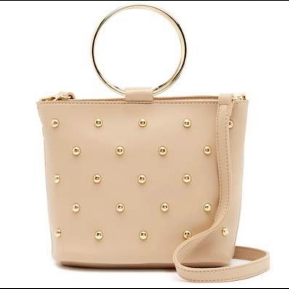 Melie Bianco Nude Makenzie Gold Studded Vegan Leather Bag - Anthropologie